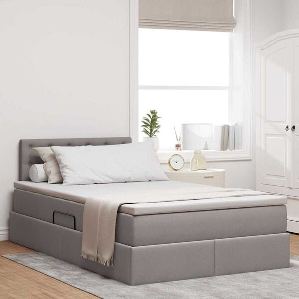 vidaXL Lit avec rangement et matelas avec matelas Taupe 120 x 190 cm
