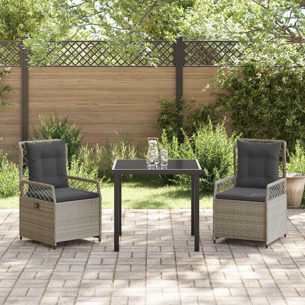vidaXL Ensemble de salle &agrave; manger pour jardin 3 pcs Gris clair