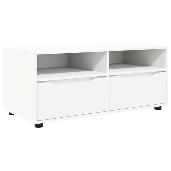vidaXL Meuble TV avec tiroir Blanc 100 x 48 x 43 cm Bois d'ing&eacute;nierie