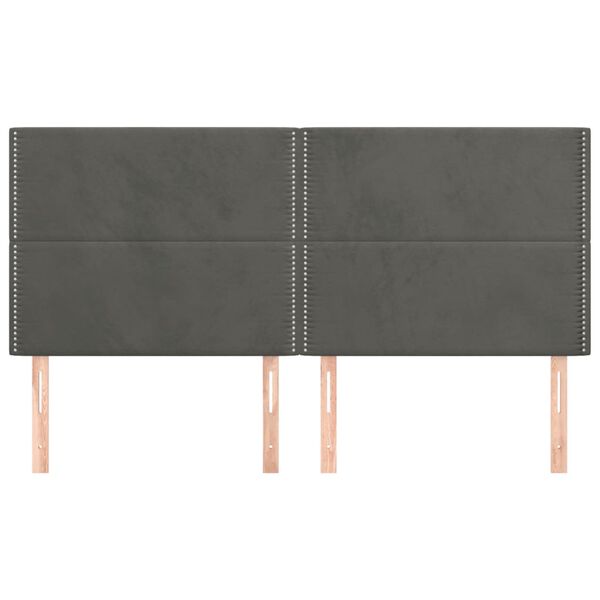vidaXL T&ecirc;te de lit Gris fonc&eacute; 200 x 5 x 118/128 cm Velours