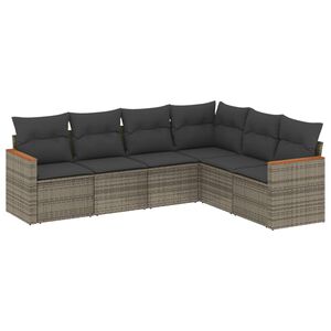 vidaXL Salon de jardin 6 pcs avec coussins gris r&eacute;sine tress&eacute;e
