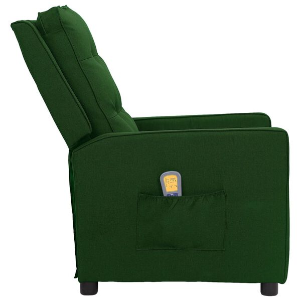 vidaXL Fauteuil de massage Vert fonc&eacute; Tissu