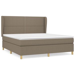vidaXL Sommier &agrave; lattes de lit avec matelas Taupe 180x200 cm Tissu