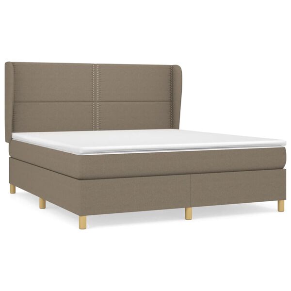 vidaXL Sommier &agrave; lattes de lit avec matelas Taupe 180x200 cm Tissu