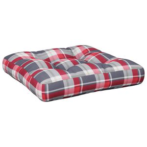 vidaXL Coussin de palette motif &agrave; carreaux rouge 60x60x12 cm tissu