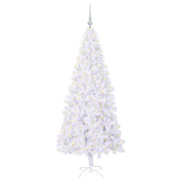 vidaXL Sapin de Noël artificiel avec 300 LED Blanc 180 cm PVC et Acier