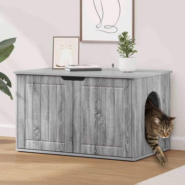 vidaXL Maison pour chat Gris Sonoma 85 x 55 x 50,5 cm