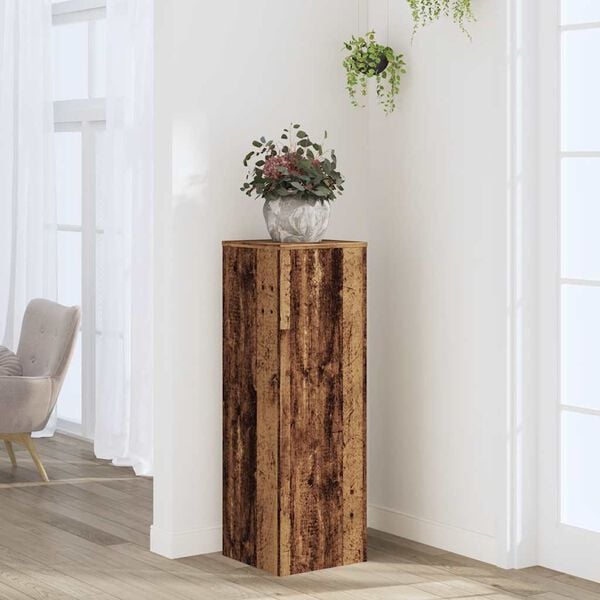 vidaXL Support pour plantes vieux bois 33x33x100 cm bois d'ing&eacute;nierie