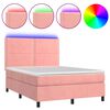 vidaXL Sommier à lattes de lit matelas et LED Rose 140x190 cm Velours