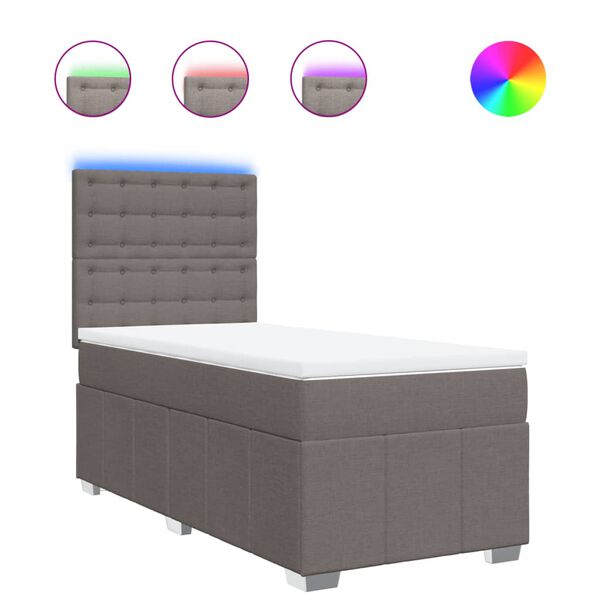 vidaXL Sommier &agrave; lattes de lit avec matelas Taupe 100x200 cm Tissu