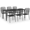 vidaXL Ensemble &agrave; manger de jardin 7 pcs noir verre et acier