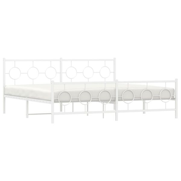 vidaXL Cadre de lit métal sans matelas et pied de lit blanc 193x203 cm