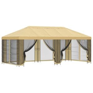 vidaXL Gazebo avec murs lat&eacute;raux 6 x 3 m Cr&egrave;me Polyester et Acier 190