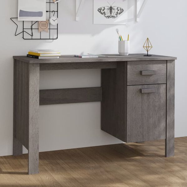 vidaXL Bureau HAMAR Gris clair 113x50x75 cm Bois massif de pin