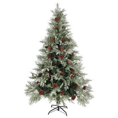 vidaXL Sapin de Noël avec pommes de pin Vert et blanc 120 cm PVC et PE