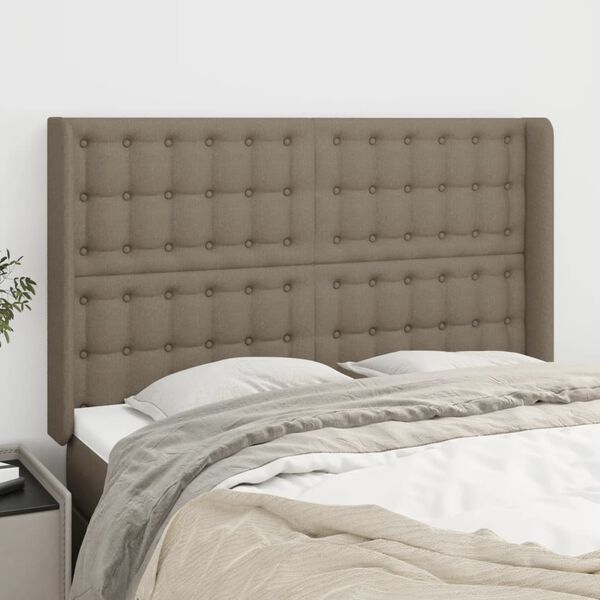 vidaXL T&ecirc;te de lit avec oreilles Taupe 147x16x118/128 cm Tissu