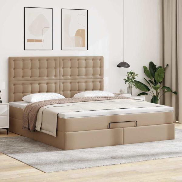 vidaXL Cadre de lit ottoman et matelas cappuccino 180x200cm similicuir