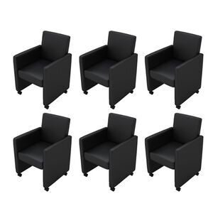 vidaXL Chaises &agrave; manger lot de 6 noir similicuir
