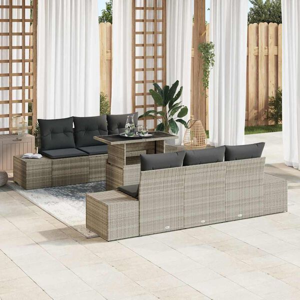 vidaXL Ensemble de canap&eacute; de jardin 7 pcs Gris clair et gris fonc&eacute;