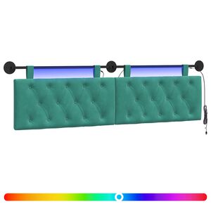 vidaXL T&ecirc;te de lit suspendue Avec lumi&egrave;re LED Turquoise Velours