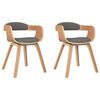 vidaXL Chaise &agrave; manger lot de 2 gris clair bois courb&eacute; et tissu