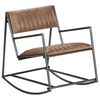 vidaXL Chaise &agrave; bascule Marron clair Cuir v&eacute;ritable