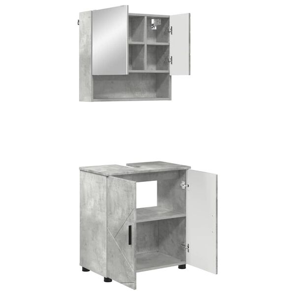 vidaXL Ensemble de mobilier de salle de bain 2 pcs Gris b&eacute;ton