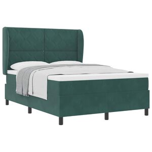 vidaXL Lit &agrave; ressorts avec matelas Vert fonc&eacute; 190 x 140 cm Polyester
