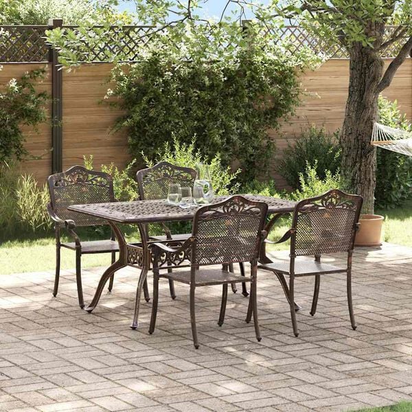 vidaXL Ensemble de salle &agrave; manger pour jardin 5 pcs Bronze Aluminium