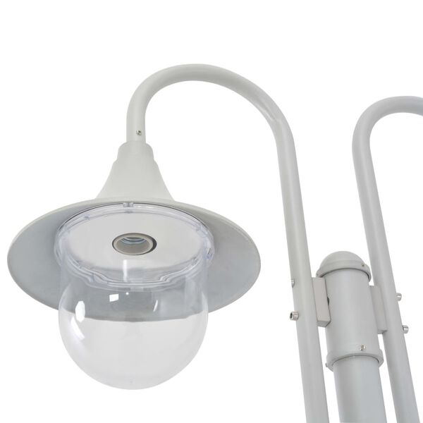 vidaXL Lampadaire de jardin E27 220 cm Aluminium 2 lanternes Blanc
