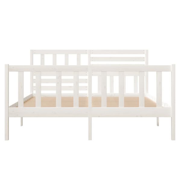 vidaXL Cadre de lit sans matelas blanc bois massif