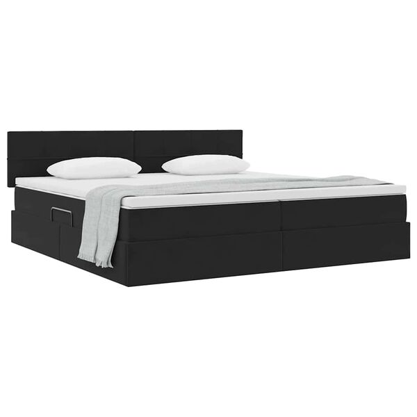 vidaXL Lit de Rangement avec matelas Noir 200 x 200 cm Velours