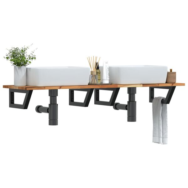vidaXL &Eacute;tag&egrave;re de vasque murale acier et bois massif d'acacia
