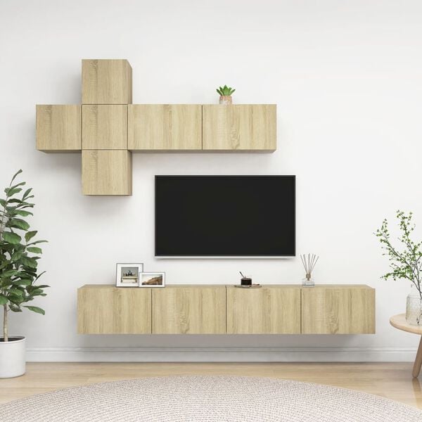 vidaXL Ensemble de meubles TV 7 pcs Chêne sonoma Bois d'ingénierie