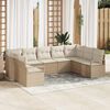 vidaXL Ensemble de canap&eacute; de jardin 9 pcs Beige et blanc polyrotin