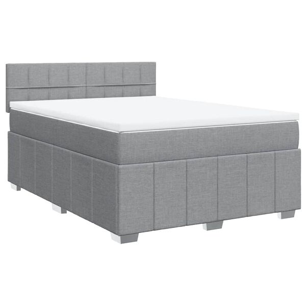 vidaXL Sommier &agrave; lattes de lit avec matelas Gris clair 160x200cm Tissu