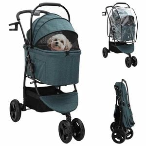 vidaXL Poussette Pliante pour Animaux Vert 78 x 54 x 101 cm Polyester
