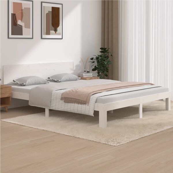 vidaXL Cadre de lit sans matelas blanc bois de pin massif 160x200 cm