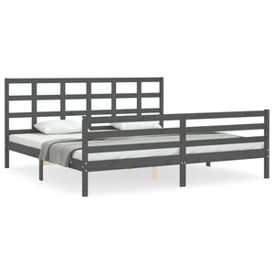 vidaXL Cadre de lit sans matelas gris 200x200 cm bois massif