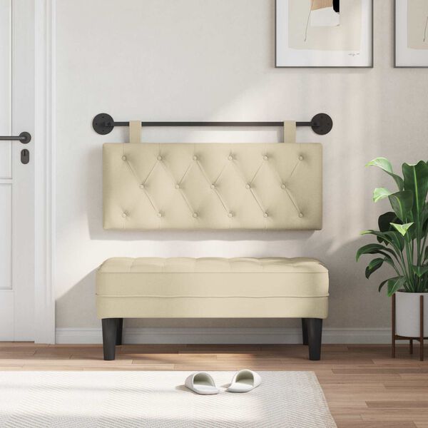 vidaXL T&ecirc;te de lit suspendue Montage mural Cr&egrave;me 110 x 55 x 7 cm tissu