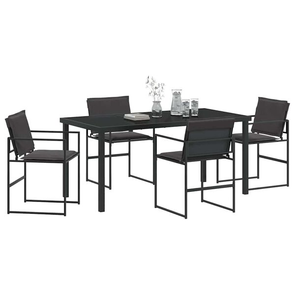 vidaXL Ensemble de salle à manger pour jardin 5 pcs Noir