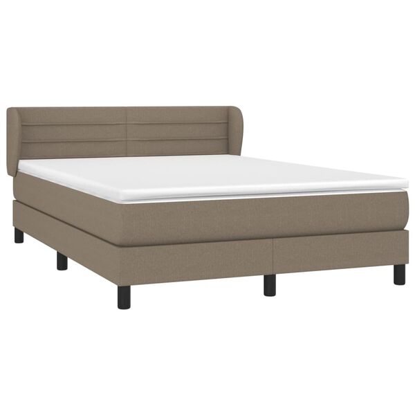 vidaXL Sommier &agrave; lattes de lit avec matelas Taupe 140x190 cm Tissu