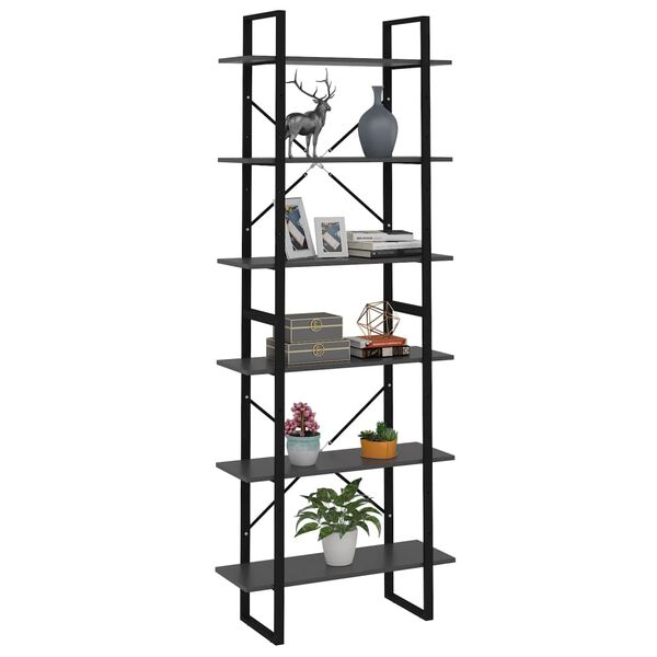 vidaXL Armoire haute Gris 80x30x210 cm Bois d'ing&eacute;nierie