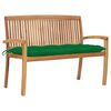 vidaXL Banc de jardin empilable et coussin 128,5cm Bois de teck massif