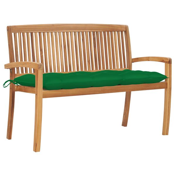 vidaXL Banc de jardin empilable et coussin 128,5cm Bois de teck massif