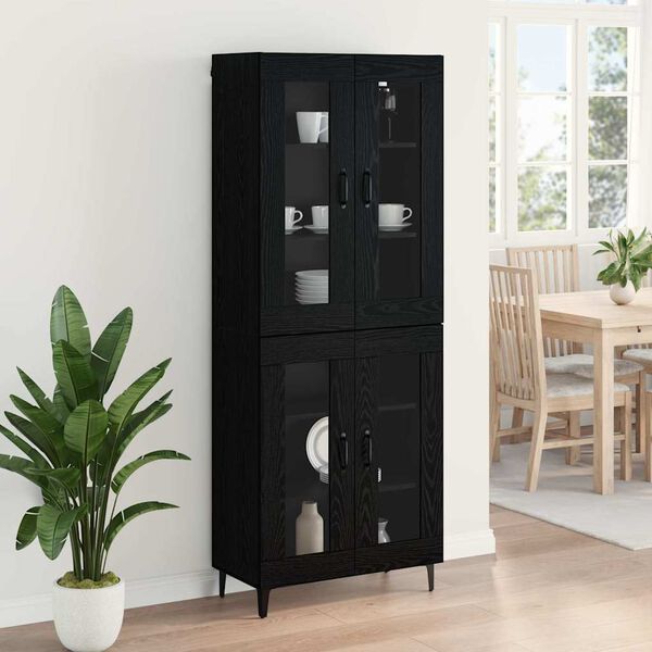 vidaXL Haut Armoire Ch&ecirc;ne noir 69,5 x 34 x 180 cm Bois d'ing&eacute;nierie
