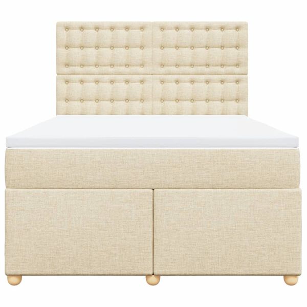 vidaXL Sommier &agrave; lattes de lit avec matelas Cr&egrave;me 140x200 cm Tissu