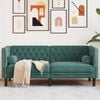 vidaXL Canapé Chesterfield avec traversins 2 places vert foncé velours