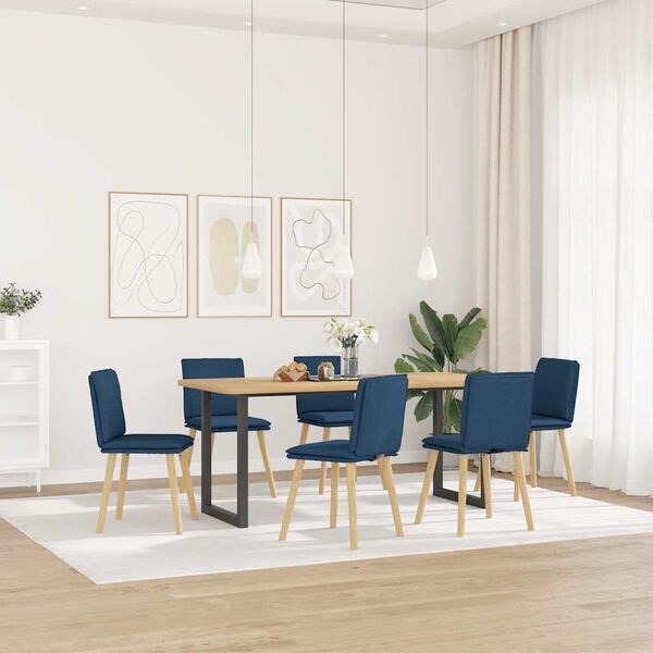 vidaXL Chaises &agrave; manger lot de 6 bleu tissu