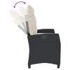 vidaXL Banc inclinable de jardin avec coussins noir r&eacute;sine tress&eacute;e